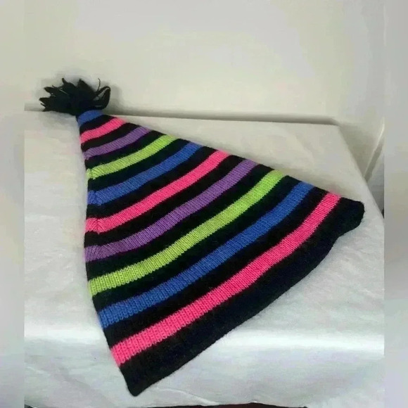 Vintage Meister Winter Hat Ski Hat Striped Stocking Hat 100% New Wool Unisex - Picture 8 of 9
